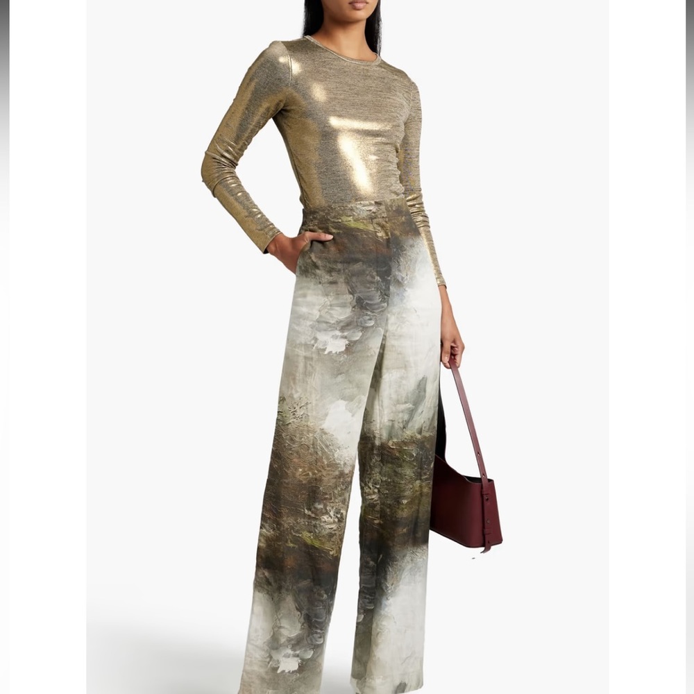 Alice + Olivia Delaina gold holiday metallic jersey Gold Top Size XS